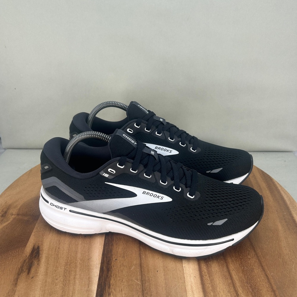 Brooks Ghost 15 Womens Running Shoes Black White 1203801B012 Size 10.5 Medium B